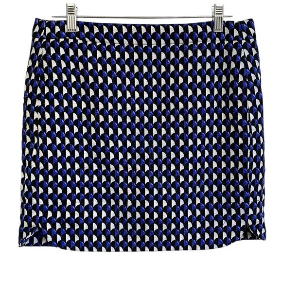 J. Crew Jet Set Geo Print Cotton Canvas Mini Skirt Lined Blue/White 8 - Picture 4 of 13